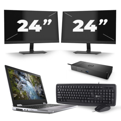 Dell Precision 7540 - Intel Core i7-9e Generatie - 15 inch - 16GB RAM - 256GB SSD - Windows 11 + 2x 24 inch Monitor Tweedehands