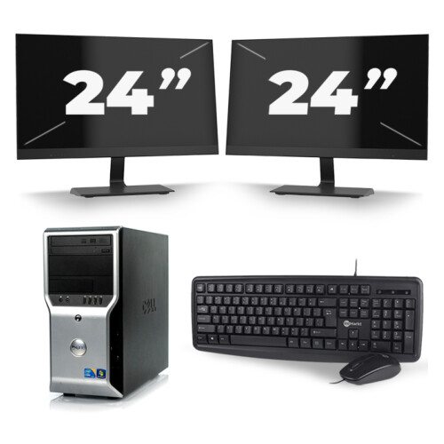 Dell Precision T1500 Micro Tower - Intel Core i3-1e Generatie - 8GB RAM - 256GB SSD - Windows 10 + 2x 24 inch Monitor Tweedehands