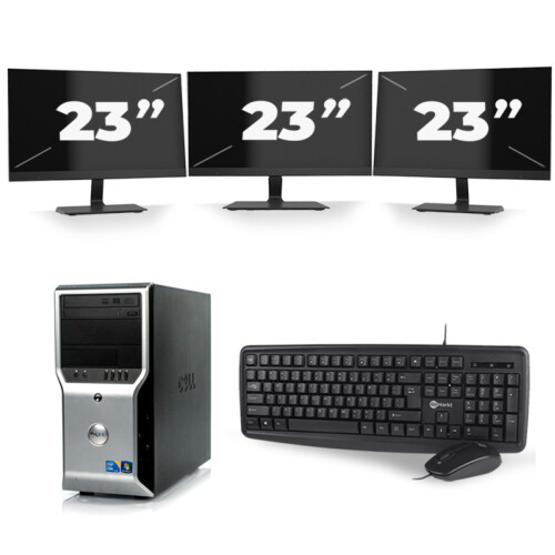 Dell Precision T1500 Micro Tower - Intel Core i5-1e Generatie - 8GB RAM - 256GB SSD - Windows 10 + 3x 23 inch Monitor Tweedehands