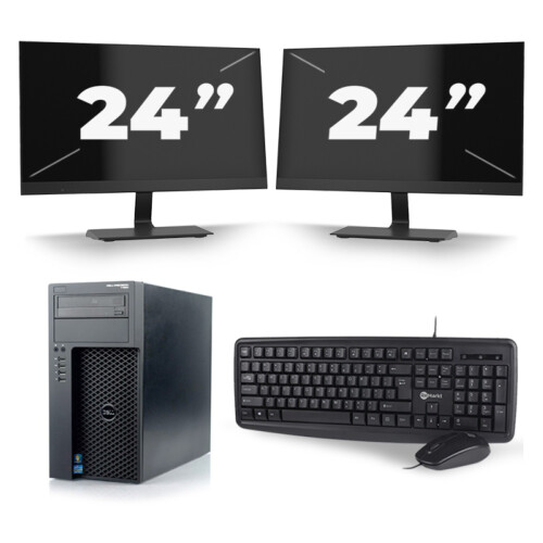 Dell Precision T1650 Micro Tower - Intel Core i3-2e Generatie - 8GB RAM - 256GB SSD - Windows 10 + 2x 24 inch Monitor Tweedehands