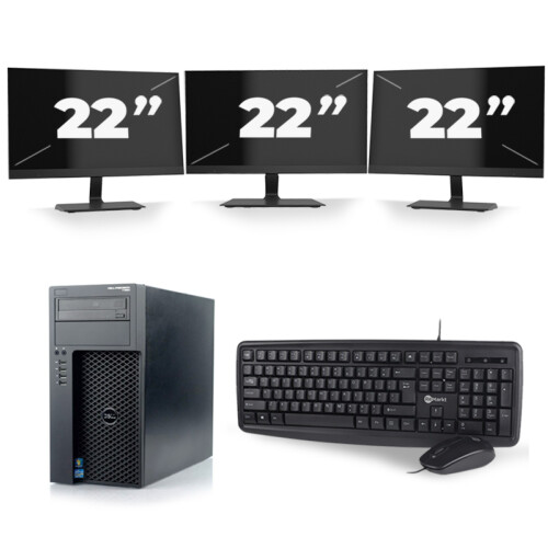 Dell Precision T1650 Micro Tower - Intel Core i3-2e Generatie - 8GB RAM - 256GB SSD - Windows 10 + 3x 22 inch Monitor Tweedehands