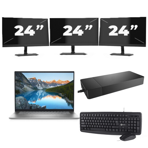 Dell Vostro 5625 - AMD Ryzen 7 5825U - 16 inch - 8GB RAM - 256GB SSD - Windows 11 Home + 3x 24 inch Monitor Tweedehands