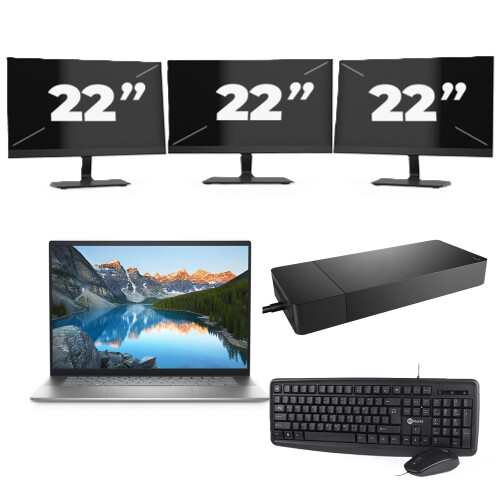 Dell Vostro 5625 - AMD Ryzen 7 5825U - 16 inch - 8GB RAM - 256GB SSD - Windows 11 Home + 3x 22 inch Monitor Tweedehands