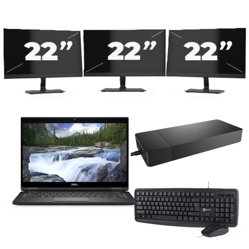 Dell XPS 13 7390 - Intel Core i7-10e Generatie - 13 inch - 16GB RAM - 256GB SSD - Windows 11 Home + 3x 22 inch Monitor Tweedehands