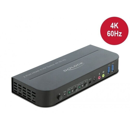 Delock HDMI KVM Switch - 2-poorts - 4K 60Hz met USB 3.0 en Audio - Zwart Tweedehands