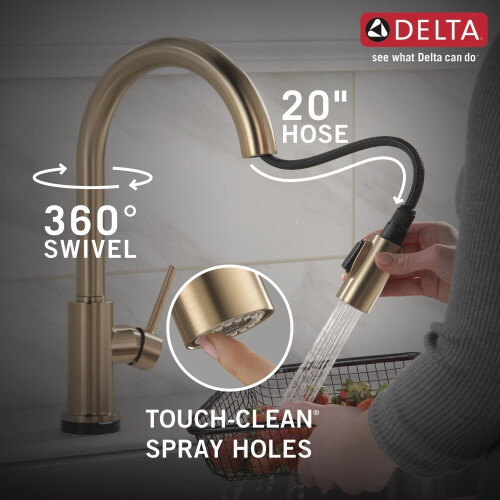 Delta Faucet Trinsic Gold - Keukenkraan - Neerklapbare sproeier - Champagnebrons 9159-CZ-DST