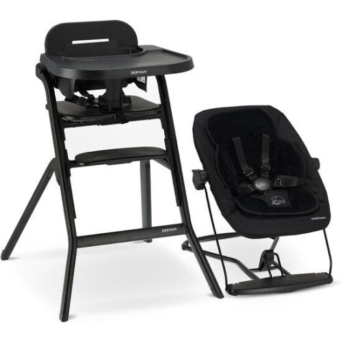 Deryan Curve Luxe Kinderstoel - Meegroei Kinderstoel - Wipstoel&Inlegkussen - Zwart