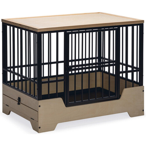 Designed by Lotte Bench Quirine - Hondenbench - Verhoogde instap - Zwart - L - 92x62x76 cm