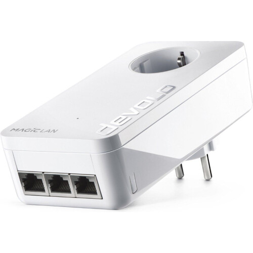 devolo Magic 2 LAN triple - Powerline adapter - 2400 Mbps - 3 Gigabit LAN-poorten - met stopcontact Tweedehands