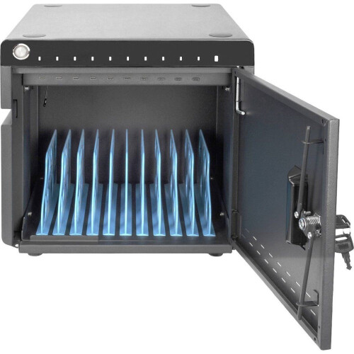 DIGITUS Bureau-laadkast - 10 Laadplaatsen - UV-C Lamp sterilisatie - Zwart