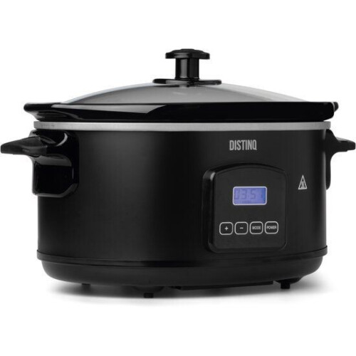 DistinQ Slowcooker 6L - Digitale Timer - Warmhoudfunctie - Zwart