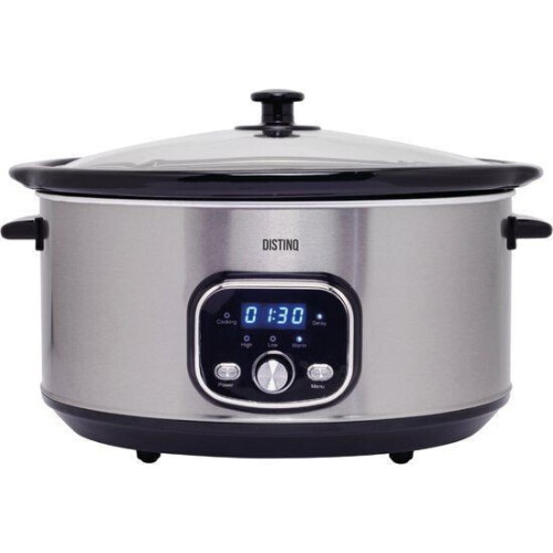 DistinQ Slowcooker 8L - 320 Watt - Keramische Binnenpan - Zilver