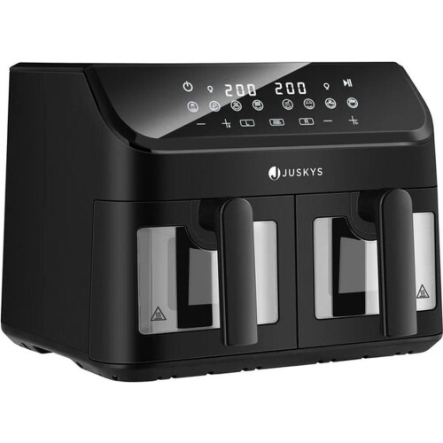 Dubbele Airfryer - Heteluchtfriteuse - 9 liter - 9 Kookprogramma's - Zwart