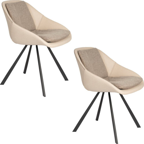 Dutchbone Wakefield - Eetkamerstoelen - Zachte kuip met kussens - Beige (set van 2) Tweedehands