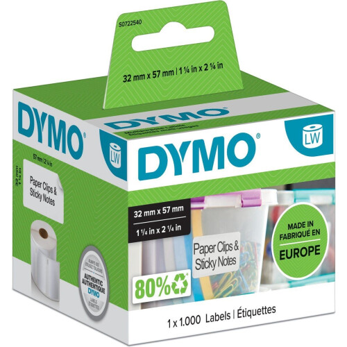 DYMO - LabelWriter - Multifunctionele labels 57 mm x 32 mm - 1000 zelfklevende etiketten (1 rol)