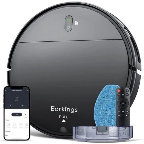 Earkings Robotstofzuiger - Robotstofzuiger met Dweilfunctie - Laadstation