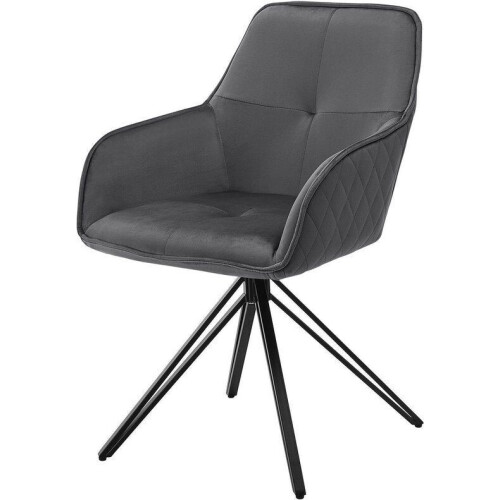 Clyde Draaistoel - Kuipstoel - Donkergrijs fluweel - Metalen onderstel