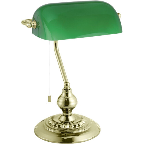 EGLO Banker - Bureaulamp - E27 - H 39 cm - Goud/Groen Tweedehands