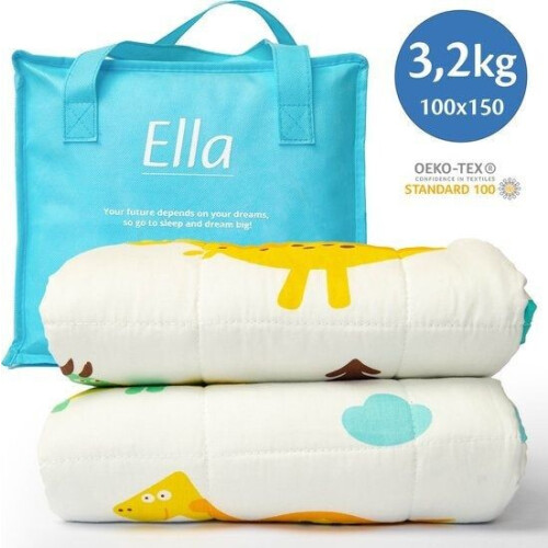 EL-Life Verzwaringsdeken Kind 3,2kg - 100 x 150cm - Weighted Blanket - OEKO-TEX Katoen - Dino