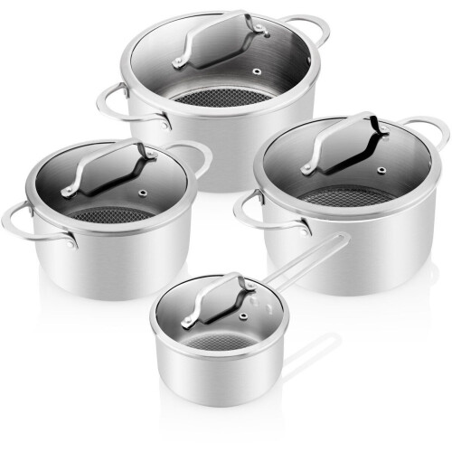 ETA HoneyComb Pannenset - Kookpannenset - Roestvrij staal - Non-Stick - Set van 4 (4 stuks)