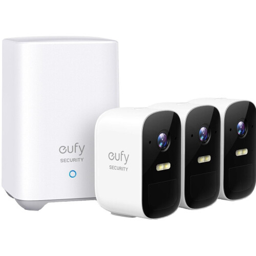 Eufy Cam 2C - Draadloze Beveiligingsset - 3 Camera's en Homebase 2 - Wit