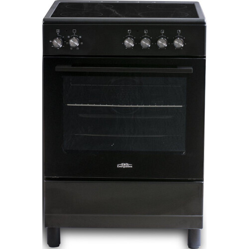 Everglades EVCK6110 - Keramisch Fornuis - 4 Kookzones - 6 Ovenstanden - Mat Zwart - 60CM