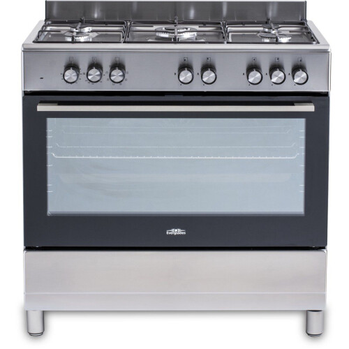 Everglades EVCK9011 - Gasfornuis - RVS - 90CM - 96 Liter - 6 Ovenstanden - Wokbrander - Timer
