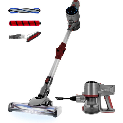 E.ziclean Cyclomax R520 Flex - Steelstofzuiger - Draadloos - 55 Minuten Zuigkracht - Zwart/Grijs/Rood/Zilver