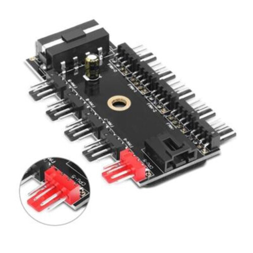 Fan Hub CPU Cooling HUB 10 Port 12V 4 Pin Fan PWM Hub Molex Controller