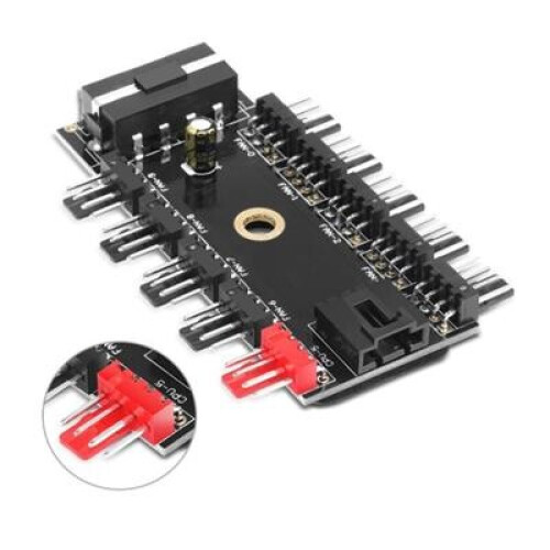 Fan Hub CPU Cooling HUB 10 Port 12V 4 Pin Fan PWM Hub Molex Controller