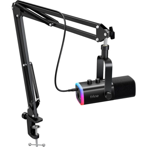 FIFINE AM8T - USB / XLR Studio microfoon - PC-Gaming met Flexibele Arm (66cm)