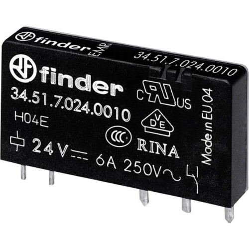 Finder 34.51.7.024.5010 - Printrelais - 6A schakelvermogen - Zwart Tweedehands
