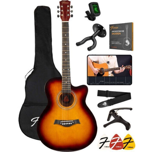 Finesse Akoestische Gitaar - Starterset - Videocursus - 4/4 40" - Sunburst Tweedehands