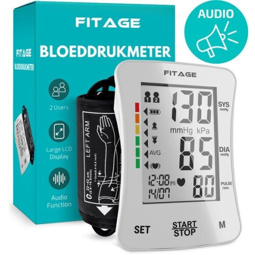 FITAGE Medische Bloeddrukmeter Bovenarm - Bloeddrukmeters - Hartslagmeter - Blood Pressure Monitor -