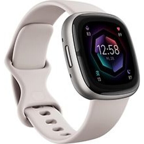 Fitbit Sense 2 40 mm platina met een siliconen polsband maanwit [wifi] Tweedehands