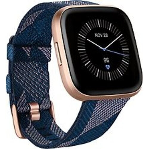Fitbit Versa 2 40 mm aluminium koper roze op stoffen bandje marineblauw [wifi] Tweedehands