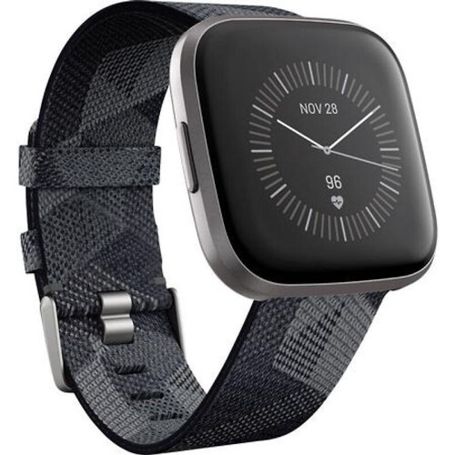 Fitbit Versa 2 40 mm aluminium mist grey op stoffen bandje smoke [wifi]