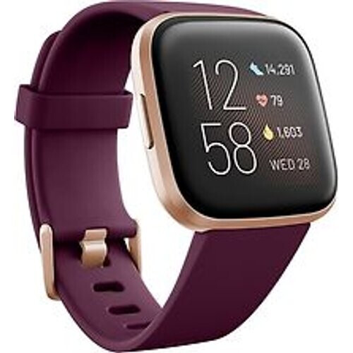 Fitbit Versa 2 40 mm aluminium rosé koper met siliconen polsband bordeaux [wifi] Tweedehands