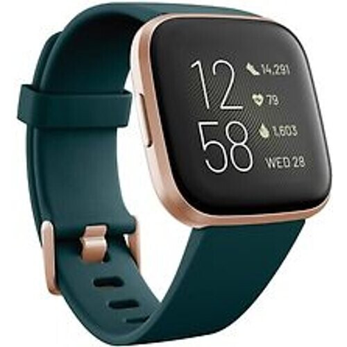 Fitbit Versa 2 40 mm aluminium rosé koper met siliconen polsband emerald [wifi] Tweedehands