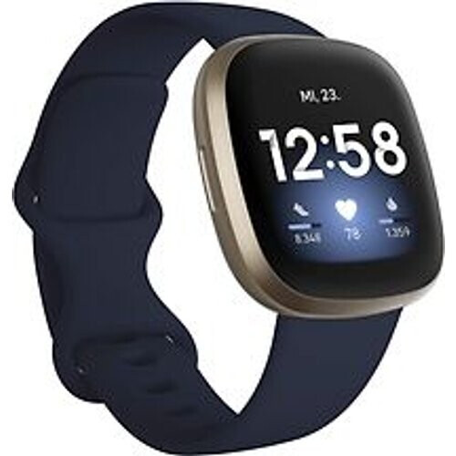 Fitbit Versa 3 40 mm zacht goud met een siliconen polsband na blauw [wifi] Tweedehands