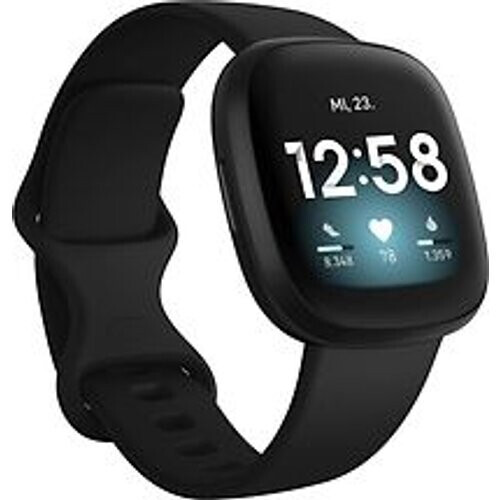 Fitbit Versa 3 40 mm zwart met een zwart siliconen polsband [wifi] Tweedehands