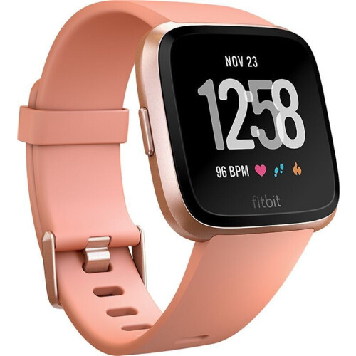 Fitbit Versa 34 mm aluminium roségoud met siliconen armband - wifi - lavendel