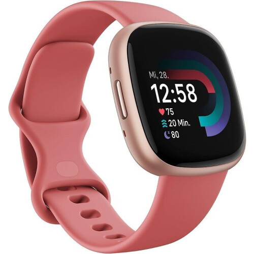 Fitbit Versa 4 40 mm aluminium rosé koper met siliconen polsband roze - wifi