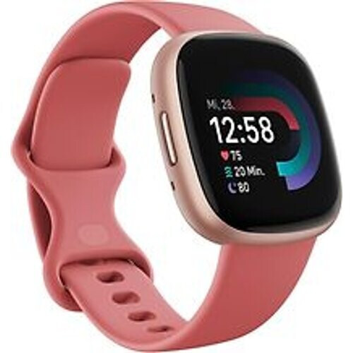 Fitbit Versa 4 40 mm aluminium rosé koper met siliconen polsband roze [wifi] Tweedehands