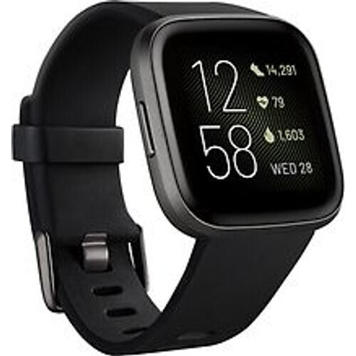 Fitbit Versa 40 mm aluminium koolstof met siliconen armband [wifi] zwart Tweedehands