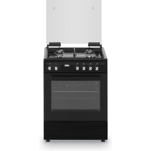 Fitelli FG6001 - Gasfornuis 60cm - Elektrische oven 66L met grillfunctie - Zwart