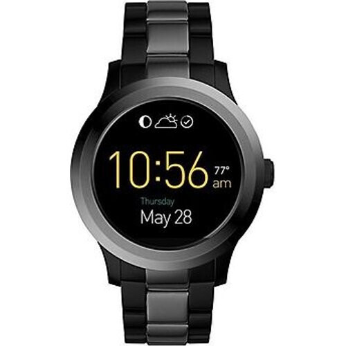 Fossil Founder 44 mm zwart met stalen bandje zwartgrijs [wifi] 2e generatie