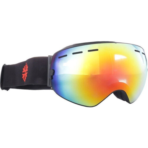 Frameless Skibril - Snowboardbril - Rood Spiegelglas - Mat Zwart - Categorie 3