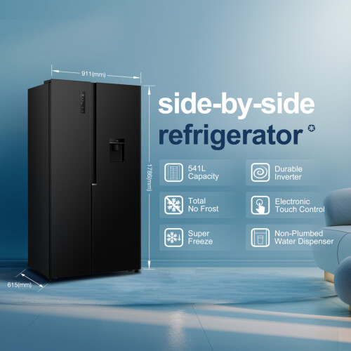 Fridgemaster Ms91558deb - Amerikaanse Koelkast - 178.6 Cm - 541l - Total No Frost - Zwart | Nieuw (outlet)