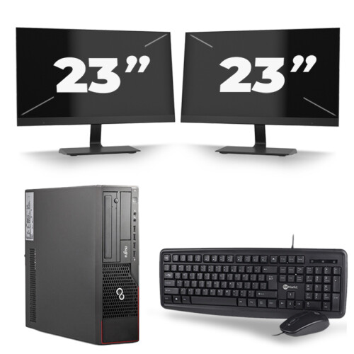 Fujitsu Esprimo E700 SFF - Intel Core i7-2e Generatie - 16GB RAM - 256GB SSD - Windows 10 + 2x 23 inch Monitor Tweedehands